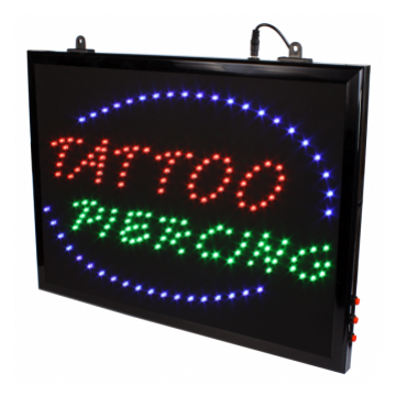 Enseigne LED à Suspendre pour Studios - TATTOO PIERCING