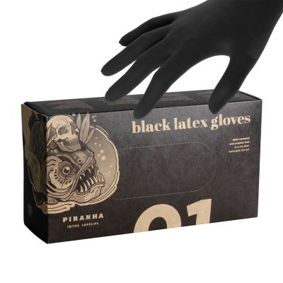 Boite de 100 gants Piranha (latex) - Noir
