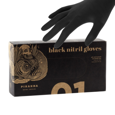 Boite de 100 gants Piranha (nitrile) - Noir